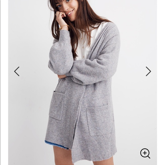 Madewell Bubble-Sleeve Cardigan Sweater- Grey - Picture 2 of 3